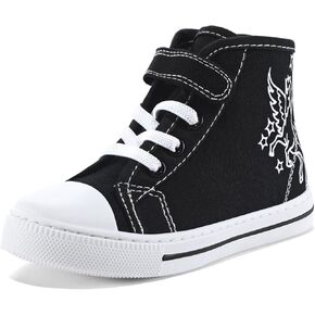 K KomForme Toddler Boys and Girls Sneakers Canvas High Top Sneakers Kids Walking Shoes