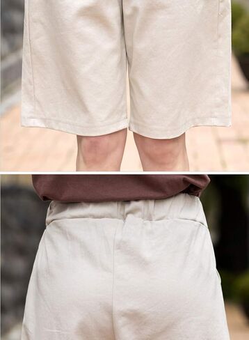 شورت برمودا نسائي كاجوال من Vcansion بخصر مطاطي للصيف برباط من القطن مع جيوب in Kuwait