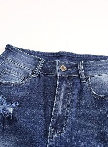 Sidefeel Women Bermuda Shorts Denim Destroyed Raw Hem Shorts Jeans in Saudi Arabia