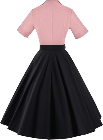 GownTown 1950 Women Dress Midi Shirt Dress Cocktail Dress with Belt in Kuwait