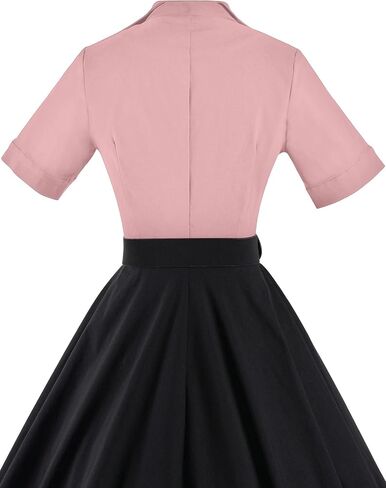 GownTown 1950 Women Dress Midi Shirt Dress Cocktail Dress with Belt in Kuwait