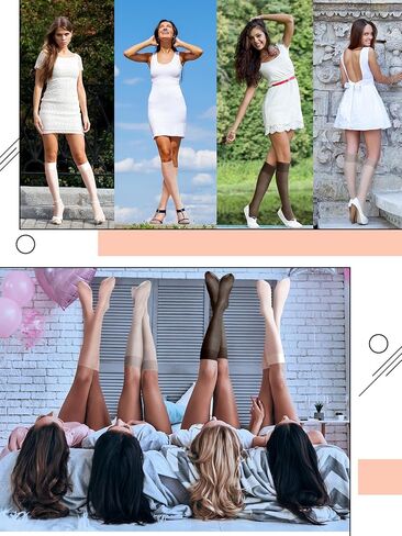 Preboun 50 Pairs Nylon Knee Highs for Women Knee High Stockings for Women with PVC Makeup Bag in Kuwait