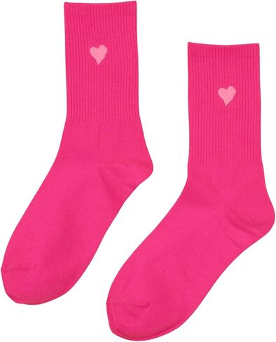 OYOANGLE Women's 1 Pairs Casual Heart Print Crew Socks Athletic Ankle Dress Socks in Kuwait