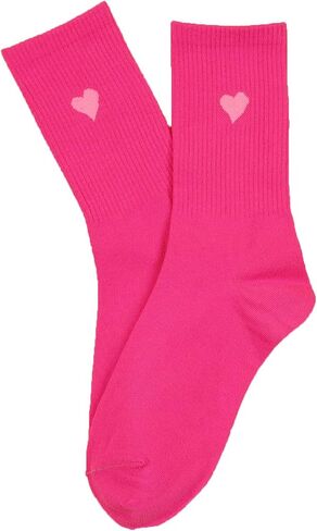 OYOANGLE Women's 1 Pairs Casual Heart Print Crew Socks Athletic Ankle Dress Socks in Kuwait