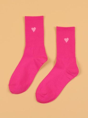 OYOANGLE Women's 1 Pairs Casual Heart Print Crew Socks Athletic Ankle Dress Socks in Kuwait