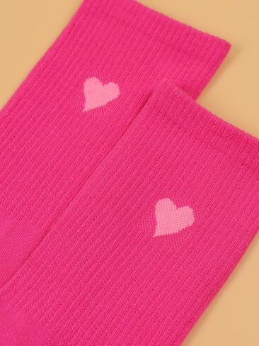 OYOANGLE Women's 1 Pairs Casual Heart Print Crew Socks Athletic Ankle Dress Socks in Kuwait