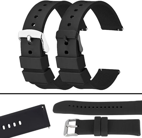 TACPAK قطعتان من حزام السيليكون، حزام بديل سريع الفك، حزام ناعم مقاوم للماء والعرق، إبزيم من الفولاذ المقاوم للصدأ، سوار معصم رياضي متوافق مع الساعة الذكية 18 مم in Kuwait