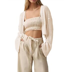 سترة صوفية قصيرة من Bigeoosh للنساء Kimonos Boho سترة صيفية خفيفة الوزن مفتوحة من الأمام ومتماسكة ملابس خارجية