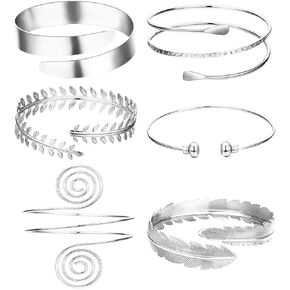 TOBENY 6 Pieces Arm Bracelet for Women Girls Gold Mental Open Upper Arm Bangle Bracelet Simple Adjustable Armlet Armband Set in Kuwait