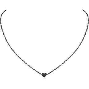 ChicSilver Personalized 925 Sterling Silver Dainty Small Heart/Star/Moon/Dot/Triangle Pendant Necklace for Women, Silver/Gold/Rose Gold/Black (with Gift Box) in Saudi Arabia