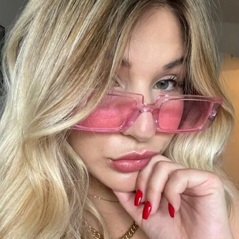 نظارة شمسية دولجر ريترو مستطيلة للنساء بظلال التسعينيات الكلاسيكية للجنسين بإطار سميك مربع نظارات حماية من الأشعة فوق البنفسجية in Kuwait
