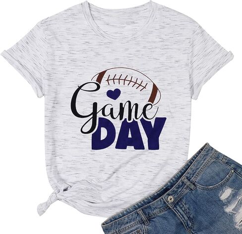 تي شيرت KIDDAD Game Day لكرة القدم تي شيرت نسائي مضحك لكرة القدم برسوم جرافيك كاجوال بأكمام قصيرة تي شيرت يوم الأحد باللون الرمادي الداكن in Saudi Arabia
