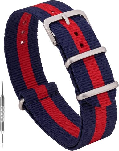 Benchmark Basics Nylon Watch Band - Waterproof Ballistic Nylon One-Piece Military Watch Straps for Men & Women - Choice of Color & Width - 18mm, 20mm, 22mm or 24mm in Kuwait