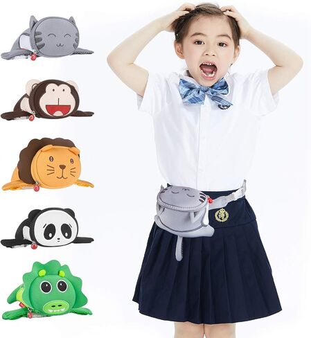 Termichy kids Waist Bag Cute 3D Cartoon Bear Animal Travel Kids Fanny Pack For Babies Girls Toddler Children Sport Camping Trip Makeup Masquerade Toy Christmas Gift, Parent-child Dressing(Bear) in Kuwait