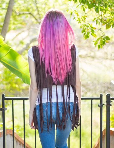 Beyove هامش سترات راعية البقر وتتسابق للنساء فو الجلد المدبوغ شرابات 70s هالوين الهبي الملابس الغربية سترة S-XXL in Kuwait