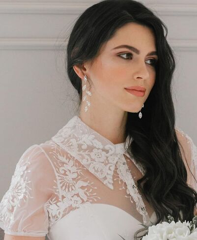 SWEETV Crystal Wedding Earrings for Brides, Bridesmaid, Bridal Earrings for Wedding, Fancy Cubic Zirconia Rhinestone Dangling Earrings for Women Prom Party Jewelry Gifts, Silver/Gold Plated in Kuwait