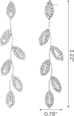 SWEETV Crystal Wedding Earrings for Brides, Bridesmaid, Bridal Earrings for Wedding, Fancy Cubic Zirconia Rhinestone Dangling Earrings for Women Prom Party Jewelry Gifts, Silver/Gold Plated in Kuwait