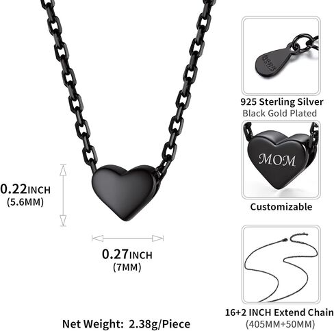 ChicSilver قلادة مخصصة من الفضة الإسترلينية عيار 925 على شكل قلب صغير/نجمة/قمر/نقطة/مثلث للنساء، فضي/ذهبي/ذهبي وردي/أسود (مع صندوق هدايا) in Kuwait