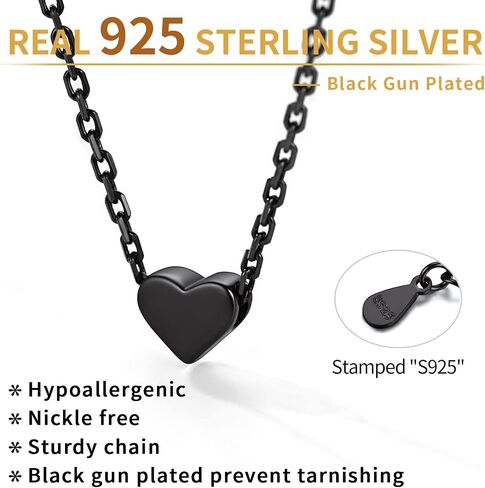 ChicSilver قلادة مخصصة من الفضة الإسترلينية عيار 925 على شكل قلب صغير/نجمة/قمر/نقطة/مثلث للنساء، فضي/ذهبي/ذهبي وردي/أسود (مع صندوق هدايا) in Kuwait