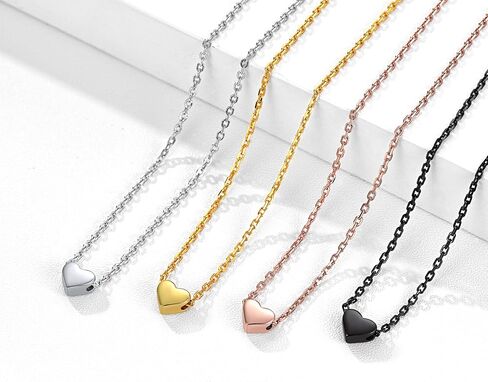 ChicSilver قلادة مخصصة من الفضة الإسترلينية عيار 925 على شكل قلب صغير/نجمة/قمر/نقطة/مثلث للنساء، فضي/ذهبي/ذهبي وردي/أسود (مع صندوق هدايا) in Kuwait