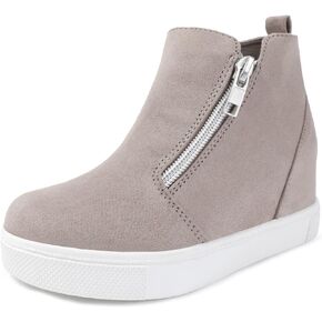 shoeslocker Girls Platform Wedges High Top Sneakers for Girl Nonslip Fashion Shoes with Double Side Zippers