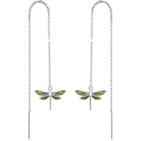 أقراط اليعسوب للنساء والبنات 925 من الفضة الإسترلينية لا تسبب الحساسية، سلسلة طويلة متدلية على شكل اليعسوب، مجوهرات هدية عيد الميلاد والكريسماس in Kuwait