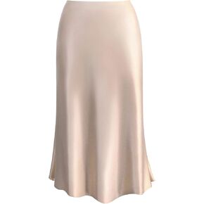 Womens Leopard Print Skirt Midi Long Length Silk Satin High Waist Elastic Skirts