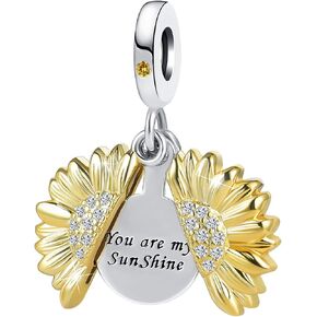 QeenseKc You are My Sunshine Sunflower Charm Rose Gold Openable Flower Locket Pendant Bead for Pandora Bracelet in Kuwait