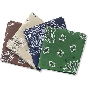 Colter Co. 4 pack Paisley Bandana - USA Made Classic Pattern Multi-purpose Bandanas For Men and Women, 100% Cotton