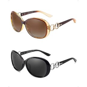 FIMILU 2 Pack Polarized Sunglasses for Women Retro Stylish Jackie O Sunglasses UV400 Protection for Outdoors