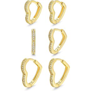 مجموعة أقراط هوجي الصغيرة من GloBosenPur، 6 أزواج من أقراط هوجي هوب مطلية بالذهب أقراط هوجي للنساء مربعة مكتنزة ملتوية سميكة أقراط بيضاوية للفتيات in Kuwait