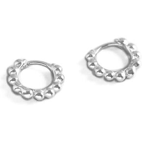Minimalist Ball Bead Small Hoop Earrings for Women Girls S925 Sterling Silver Pierced Ear Simple Cartilage Tragus Sleeper Huggie Mini Hoops Irregular Tiny Dot Hinged Fashion Jewelry