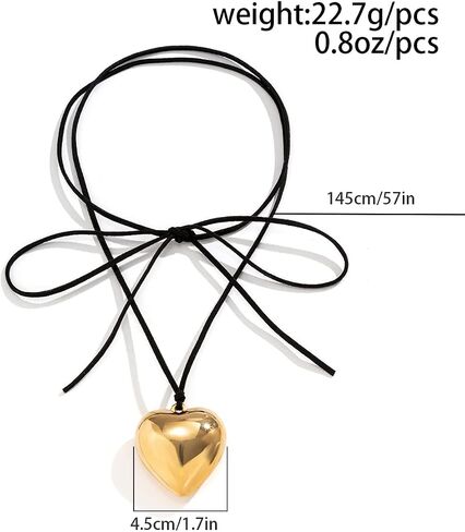 YURAOER Chunky Puffy Heart Choker Necklace - Big Heart Pendant Adjustable Velvet Chain Heart Necklaces for Women Teen Girls Y2K Trendy Jewelry Accessories in Kuwait