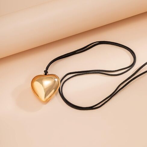 YURAOER Chunky Puffy Heart Choker Necklace - Big Heart Pendant Adjustable Velvet Chain Heart Necklaces for Women Teen Girls Y2K Trendy Jewelry Accessories in Kuwait