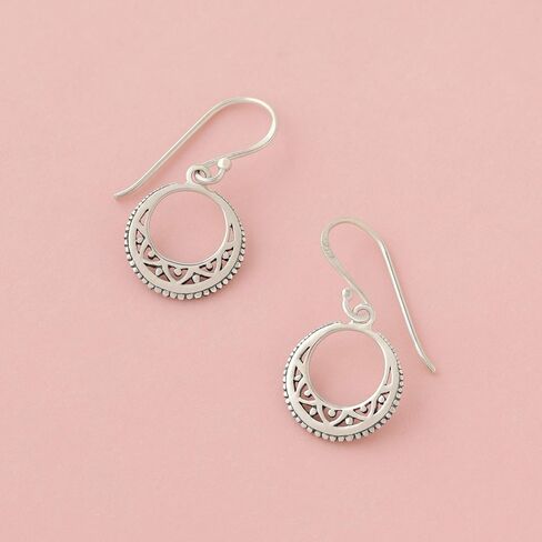 Boma Jewelry Sterling Silver Bohemian Crescent Moon Dangle Earrings in Saudi Arabia