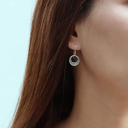 Boma Jewelry Sterling Silver Bohemian Crescent Moon Dangle Earrings in Saudi Arabia