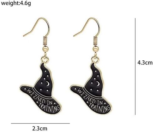 Set 2 Pairs Cute Witch Hat and Broom Earrings, Witch's Flying Straw handmade Dangle Earrings,Witches Broom for Halloween Funny Earrings for Women Girls Fall Jewelry in Kuwait