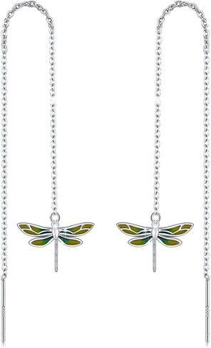 أقراط اليعسوب للنساء والبنات 925 من الفضة الإسترلينية لا تسبب الحساسية، سلسلة طويلة متدلية على شكل اليعسوب، مجوهرات هدية عيد الميلاد والكريسماس in Kuwait