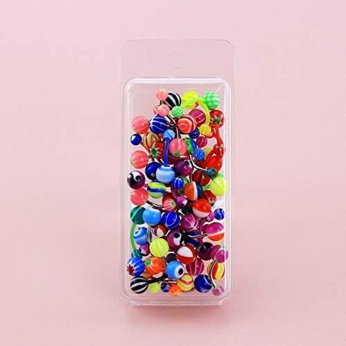CM Crareesi Mania 50PCS Belly Rings Pack Random Belly Button Bars Stainless Steel/Acrylic Banana Barbells Navel Barbell for Navel Piercing Jewellery in Saudi Arabia
