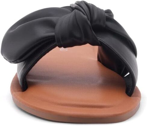 Shoe Land Womens Amilie Slip On Slides Bow Tie Square Open Toe Flat Sandals For Summer in Kuwait