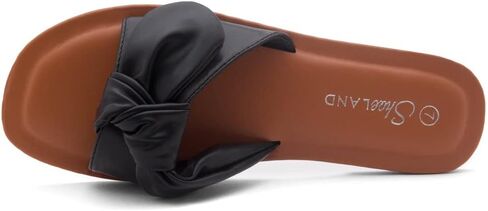 Shoe Land Womens Amilie Slip On Slides Bow Tie Square Open Toe Flat Sandals For Summer in Kuwait