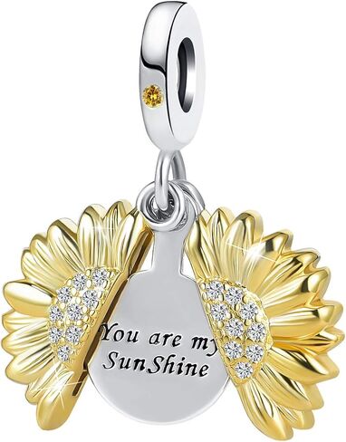 QeenseKc You are My Sunshine Sunflower Charm Rose Gold Openable Flower Locket Pendant Bead for Pandora Bracelet in Kuwait