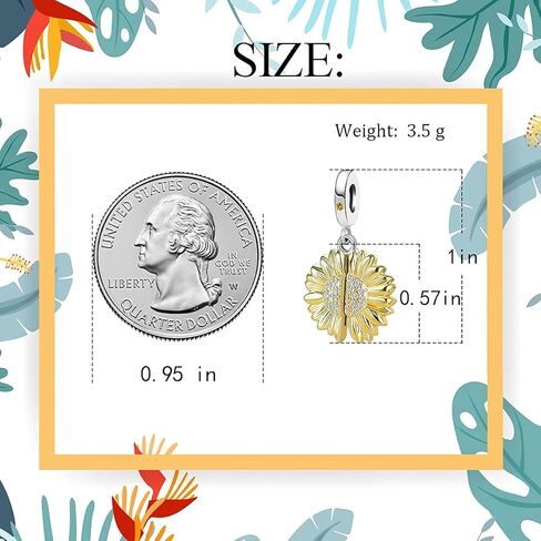QeenseKc You are My Sunshine Sunflower Charm Rose Gold Openable Flower Locket Pendant Bead for Pandora Bracelet in Kuwait