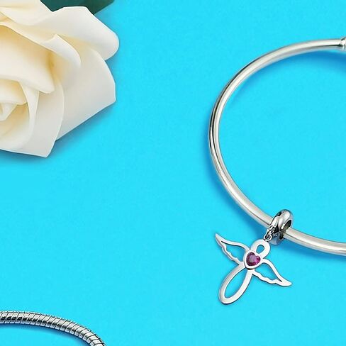 PHOCKSIN يناير-ديسمبر جوهرة الميلاد سحر إنفينيتي لطيف الملاك الجناح حبة سحر ل أساور تشيكوسلوفاكيا النساء الفتيات سوار قلادة استرخى سحر in Kuwait