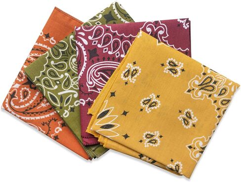 Colter Co. 4 pack Paisley Bandana - USA Made Classic Pattern Multi-purpose Bandanas For Men and Women, 100% Cotton in Kuwait