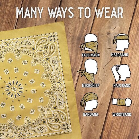Colter Co. 4 pack Paisley Bandana - USA Made Classic Pattern Multi-purpose Bandanas For Men and Women, 100% Cotton in Kuwait