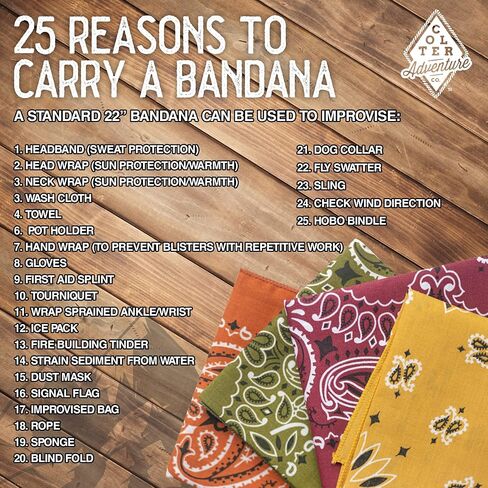 Colter Co. 4 pack Paisley Bandana - USA Made Classic Pattern Multi-purpose Bandanas For Men and Women, 100% Cotton in Kuwait