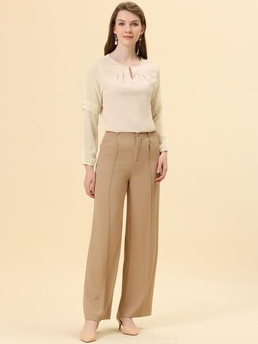 Allegra K Women's Work Tops Chiffon Shirt Semi Sheer Keyhole Neck Elegant Blouse in Kuwait