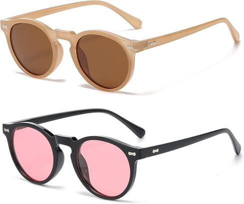 NIDOVIX Vintage Polarized Sunglasses for Men Women Round Retro Classic Fashion Eyewear UV400 Protection Sun Glasses in Kuwait
