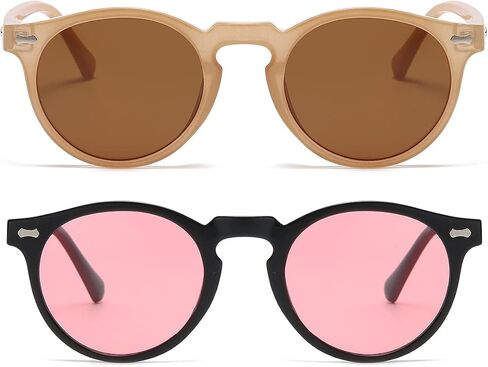 NIDOVIX Vintage Polarized Sunglasses for Men Women Round Retro Classic Fashion Eyewear UV400 Protection Sun Glasses in Kuwait